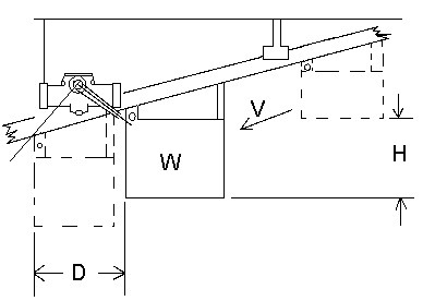 CEILING MOUNTED GRAVITY INCLINE TROLLEY Drawing