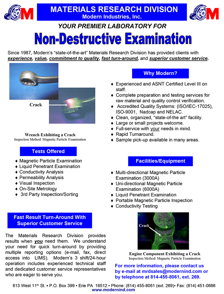 Download the Non-Destructive Testing Flyer